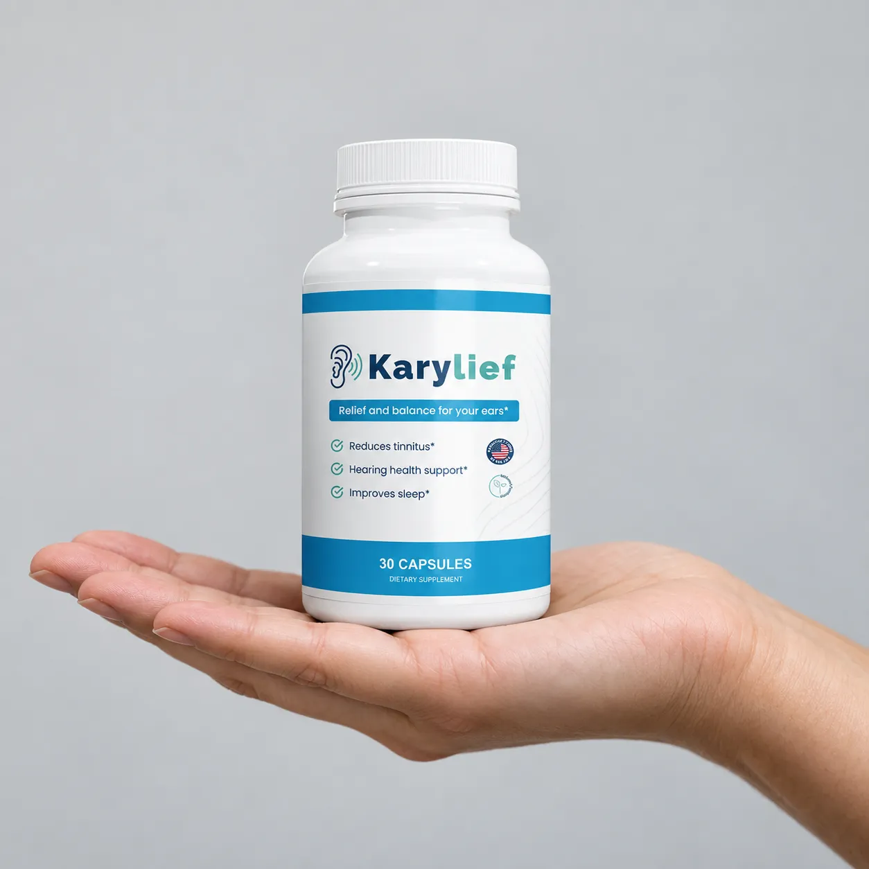 Karylief — the package held in a hand