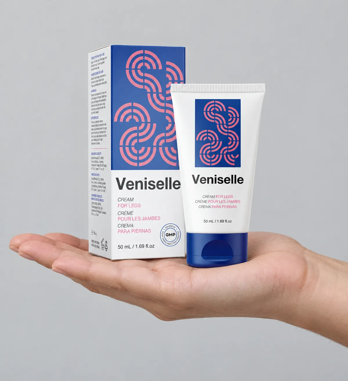 Veniselle — the package held in a hand