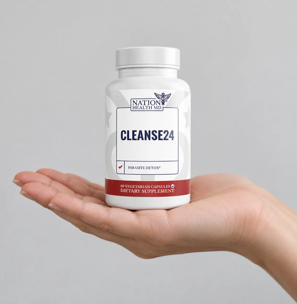 Cleanse 24 — the package held in a hand