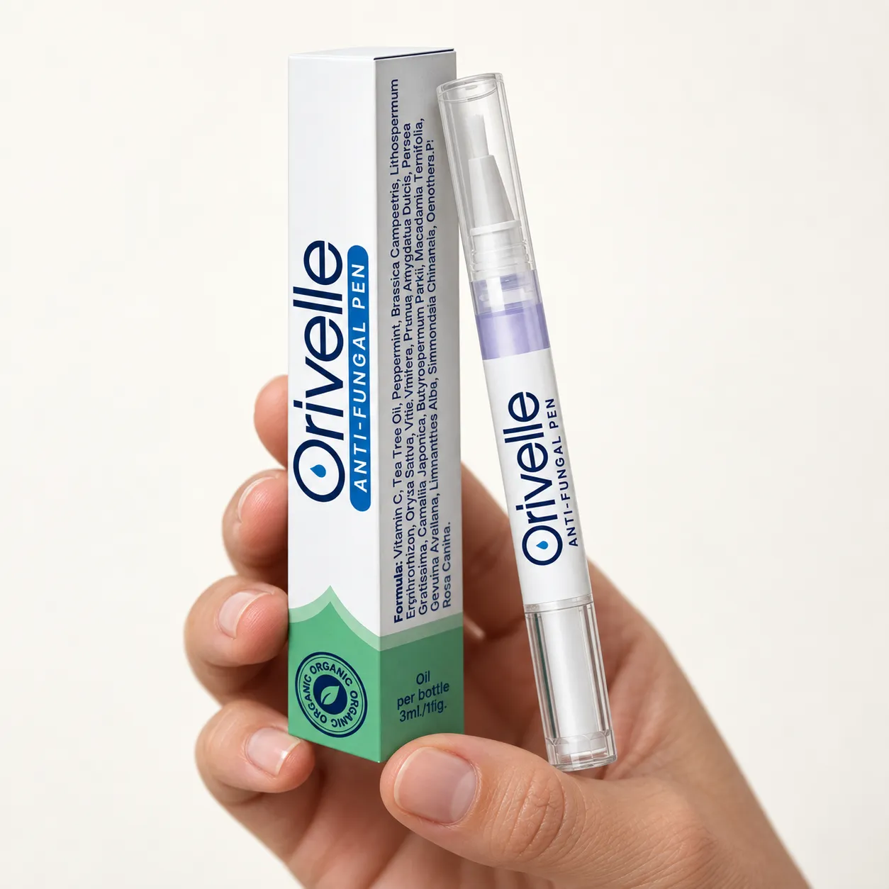 ORIVELLE — the package held in a hand