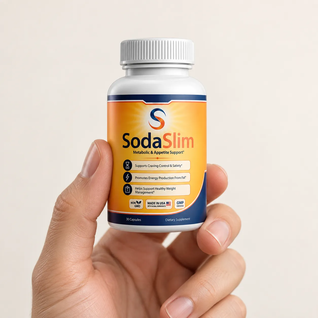 SodaSlim — the package held in a hand