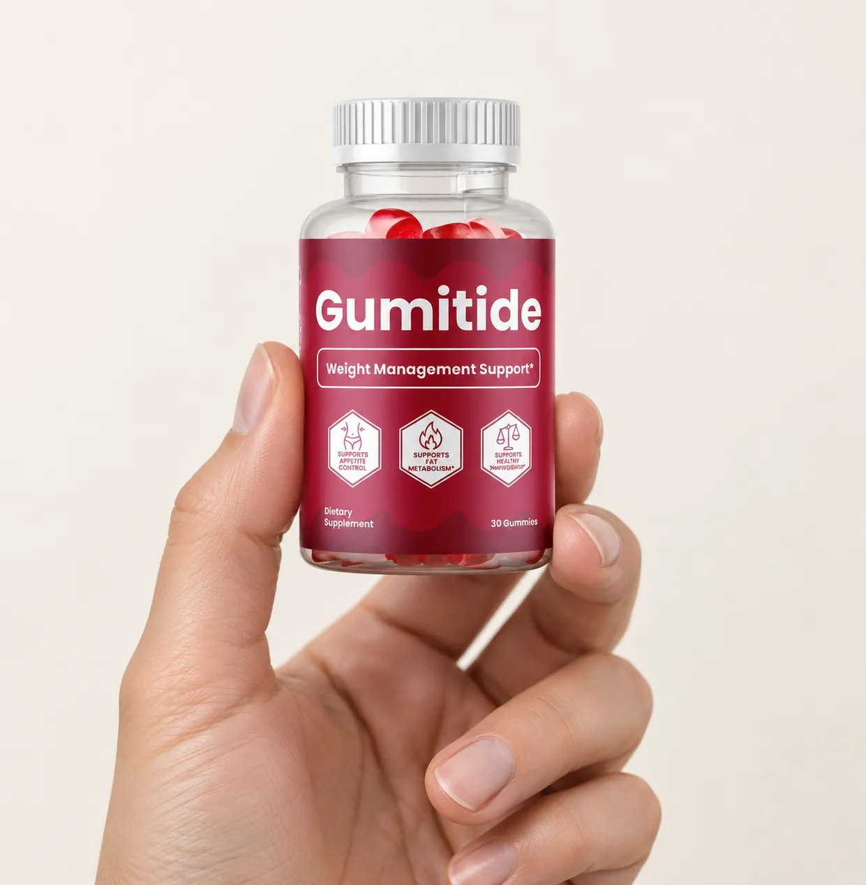 Gumitide — the package held in a hand