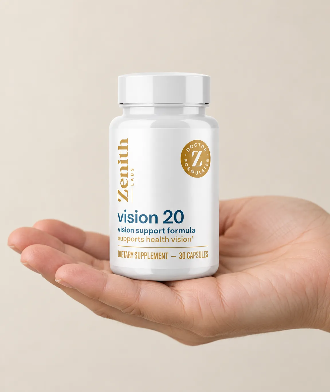 Vision 20 — the package held in a hand